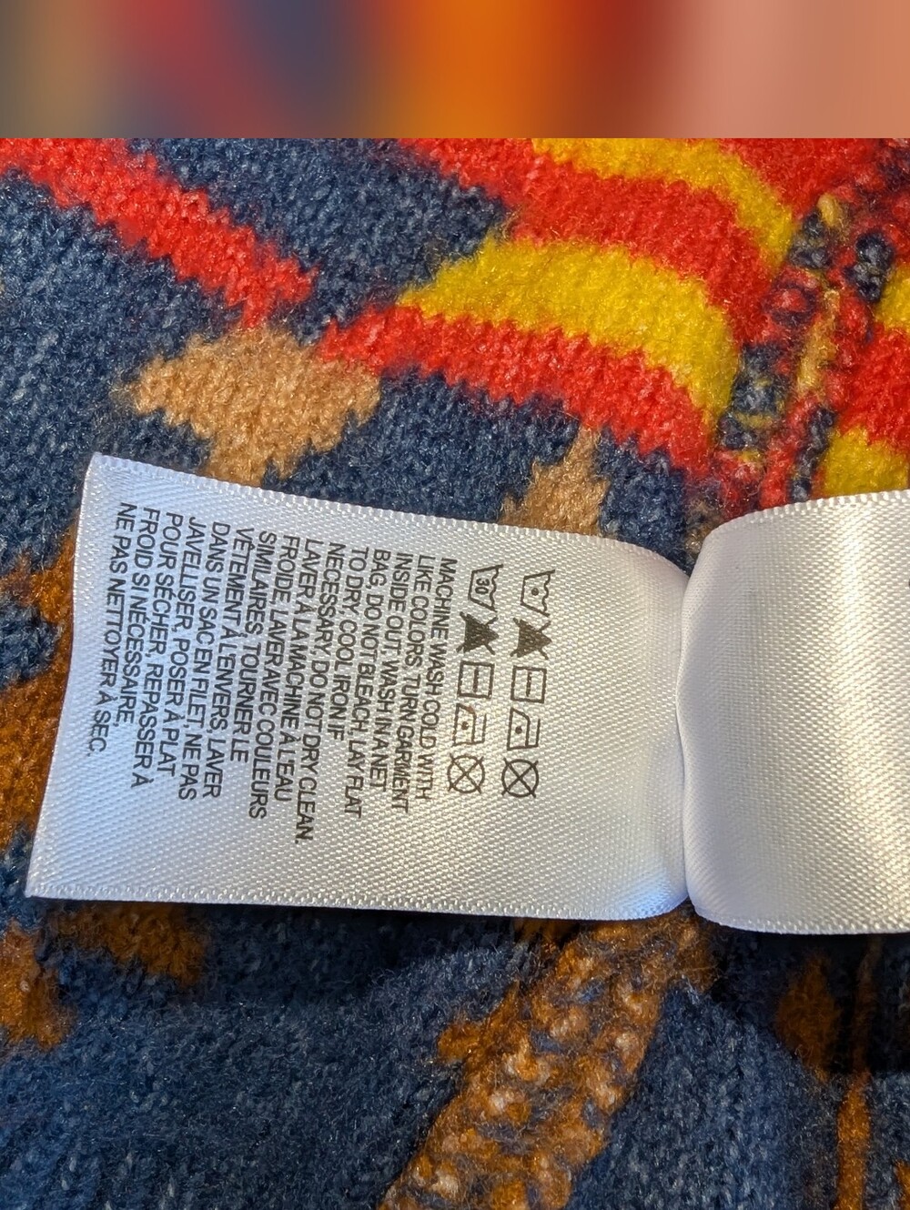 WORN 1X LUCKY BRAND AZTEC PRINT SWEATER CARDIGAN - Picture 7 of 9